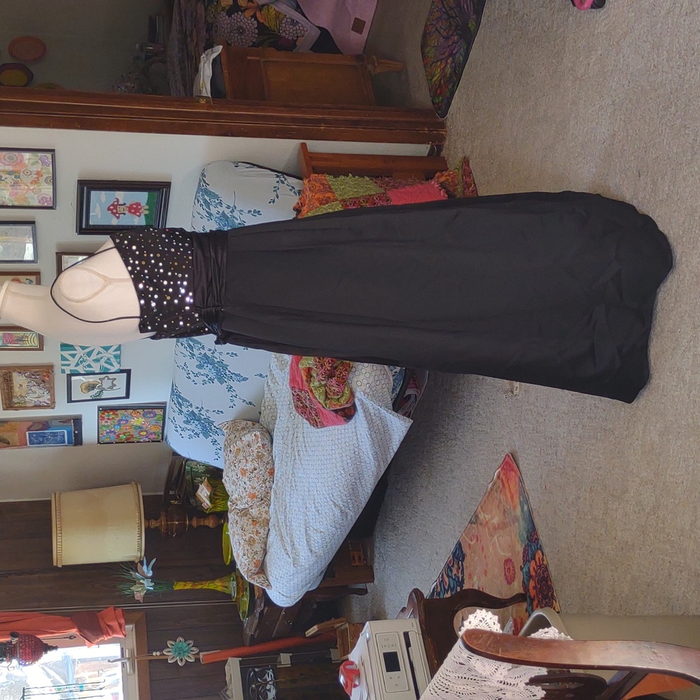 NOS JUMP APPAREL black Tool Sequence Sash Full Length Formal Dress Plus Sz 18W - Picture 4 of 12